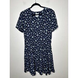 Laura Ashley Vintage Women’s Blue Floral Cottage Core Fit Flare Dress Size 10